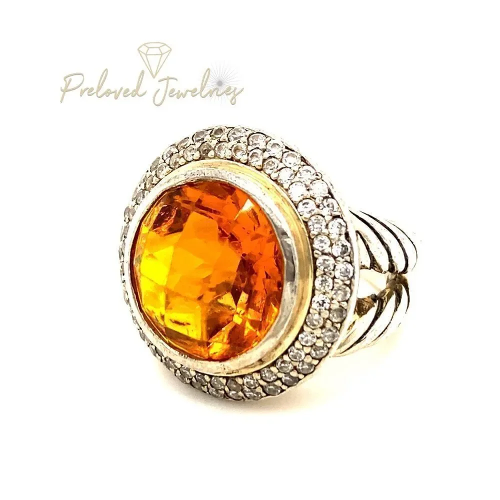 Stunning Citrine / Cz Cable Ring‎